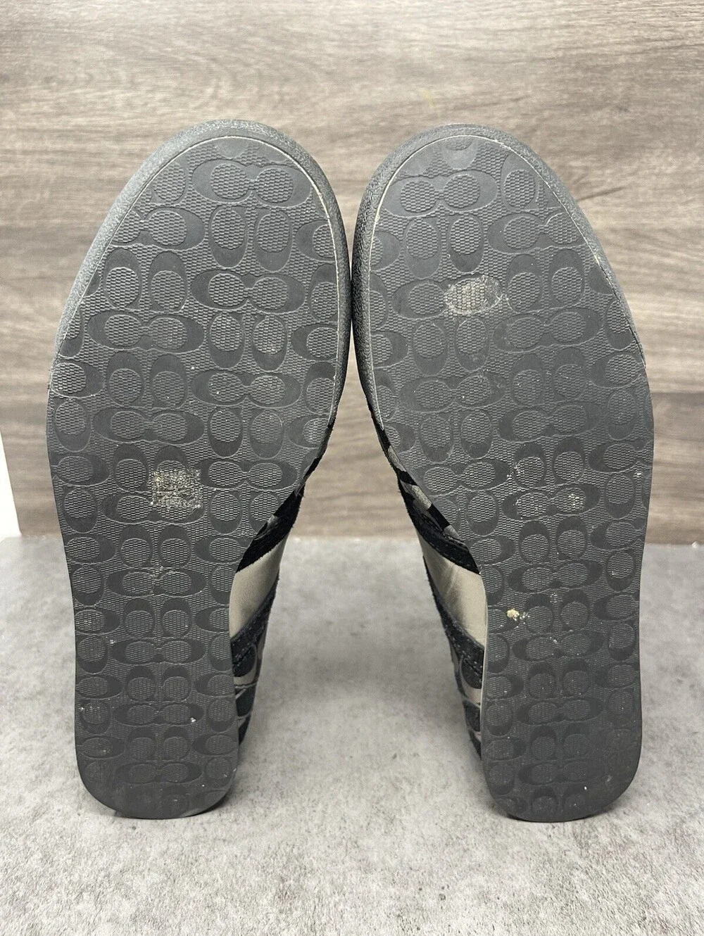Coach Meagan Sneakers Womens Size 8.5 Black Silver Low Top Lace Up